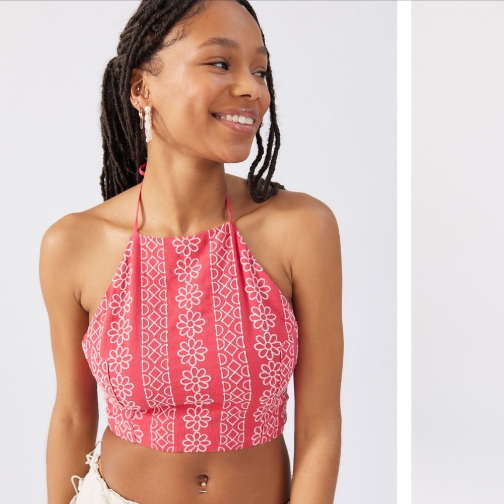 UO// Emmy Embroidered Halter Top